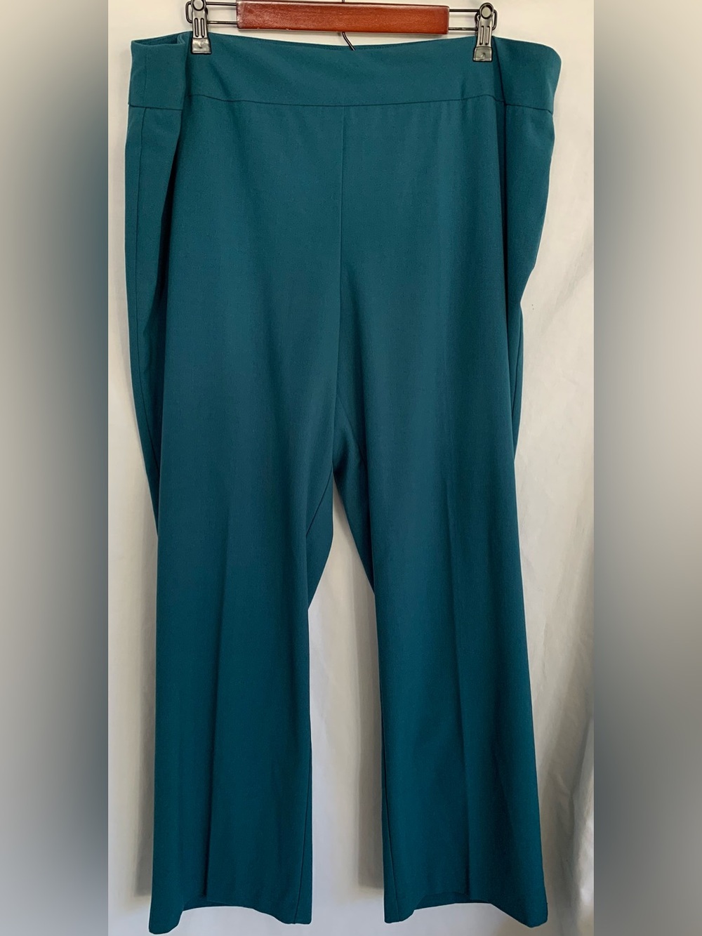 Avenue Teal Pull-on Straight-Leg Pants